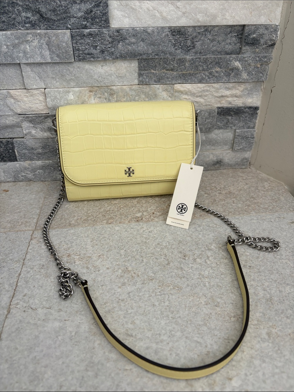 Tory Burch emerson embossed chain wallet crossbody bag new with tags